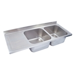FMK 1800 x 650 Catering Double Sink and Drainer Top