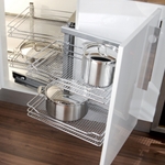 Magic corner storage unit complete set, automatic pull-out action, with mesh wire baskets