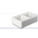Shaws Ribchester 800 Fluted Double Bowl Ceramic Sink.