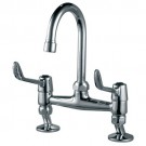 fmk220ccll elbow action long lever deck mixer taps swan neck spout