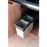 Pull-out waste bin, 28 ltr, plastic, light grey with dark grey lid