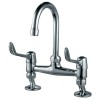fmk220ccll elbow action long lever deck mixer taps swan neck spout